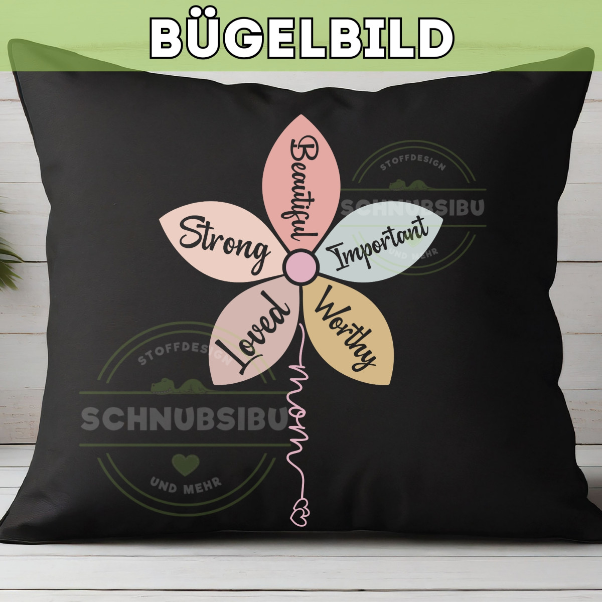 Bügelbild Muttertag - Blumenwindrad